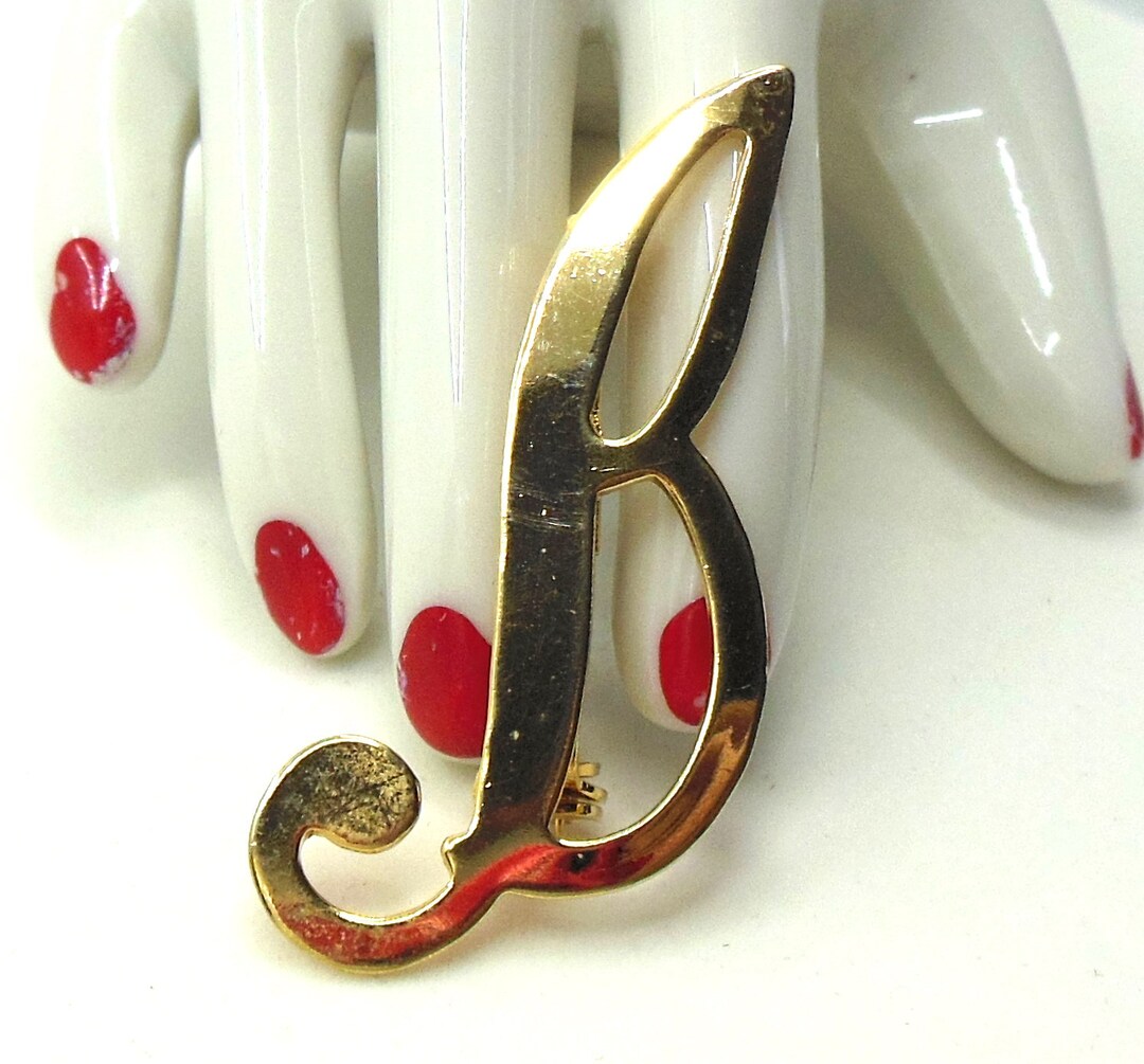 Script Brooch Vintage B Monogram Brooch Gold Script 60s (item 173) - Etsy