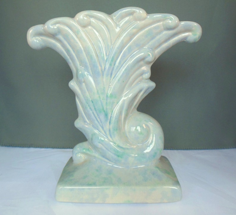 Vintage Gonder Vase Pottery Grey Green Blue Speckled 50 S Etsy
