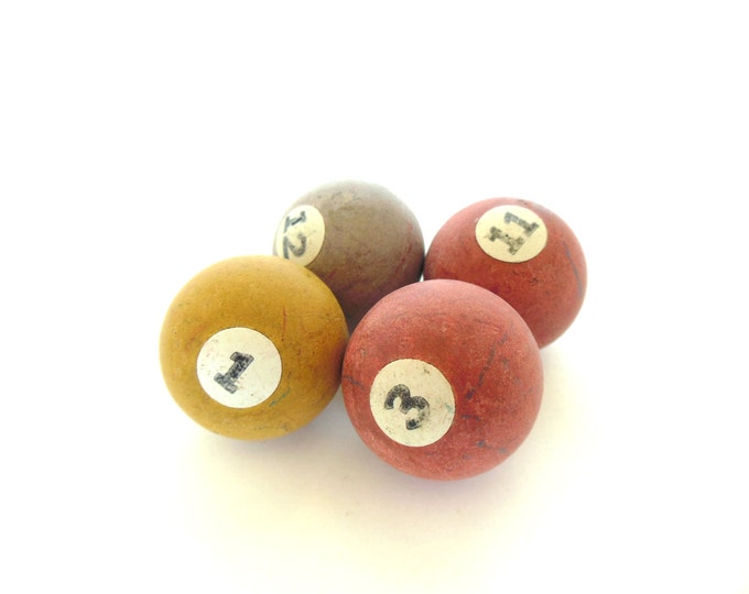 Vintage Clay Billiard Balls Tiny Child's Set 30's Etsy