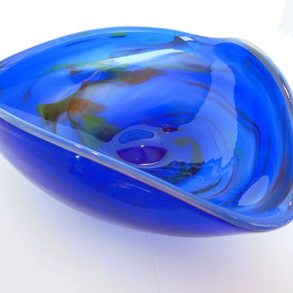 Vintage Art Glass Murano Bowl Cobalt Swirl 60s (item 28)