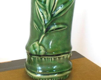 Vintage Bamboo Vase Pottery Green 60's - 70s (item 31)