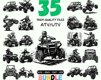 35 ATV UTV SVG Bundle | Off Road Quad Clipart, Side by Side Vector, Cricut Cut Files, Dirt Bike Design