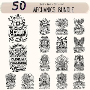 Mekaniker SVG-paket | Bil-Svg-designer | Mekanikercitat SVG | Bilreparation Png Dxf Pdf | Garageskyltar | Bilverkstad SVG | Laserskuren fil