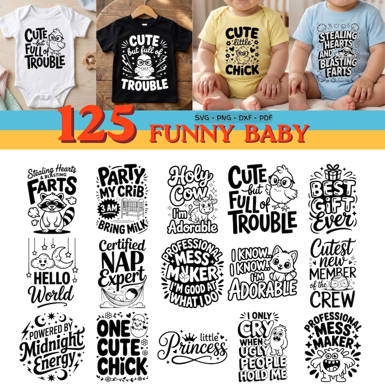 Funny Baby SVG Bundle | Baby Quotes SVG Png Dxf Pdf | Cricut Baby ...