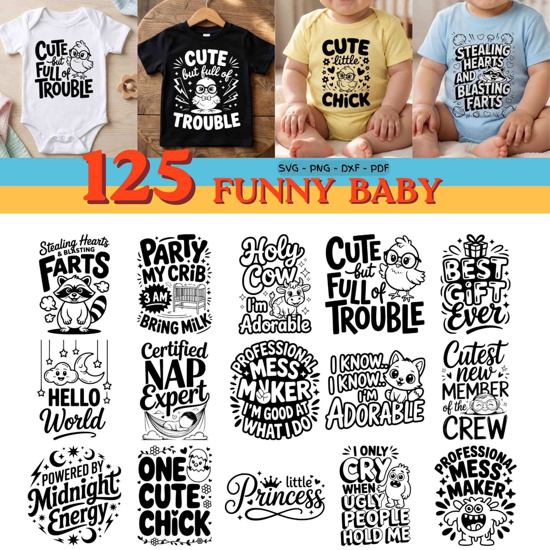 Funny Baby SVG Bundle | Baby Quotes SVG Png Dxf Pdf | Cricut Baby ...