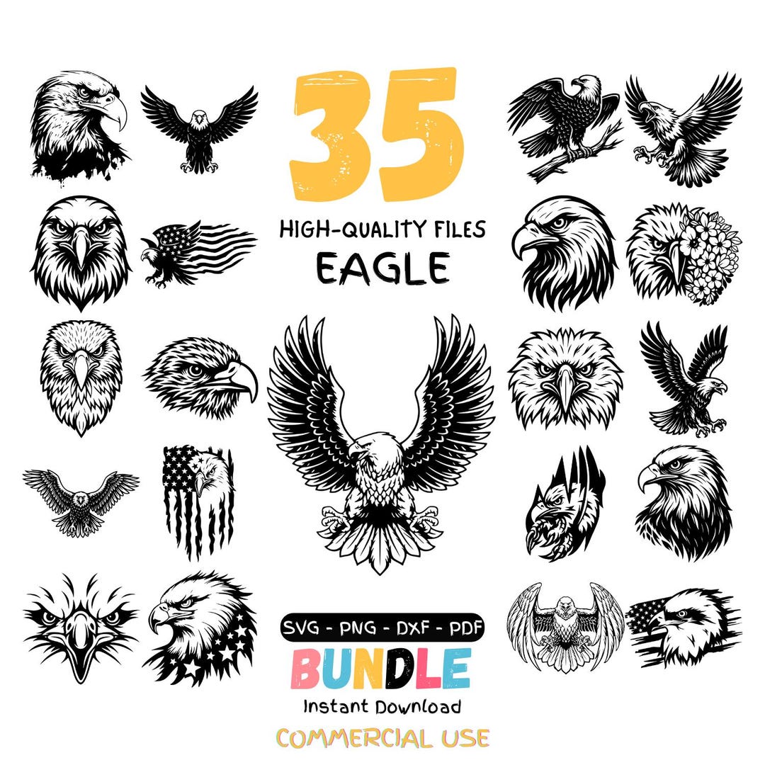 Eagle SVG Bundle | Bald Eagle Clipart, Patriotic PNG, Cricut Cut Files ...