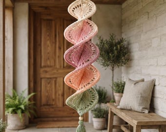 Crochet Wind Spinner Pattern PDF, Dimensional Pastel Petal Helix Hanging Decoration, Intermediate Tutorial, Instant Download