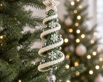Scandinavian Crochet Christmas Tree Ornament Pattern, Nordic Holiday Decor PDF