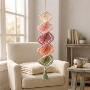Crochet Wind Spinner Pattern PDF, Dimensional Pastel Petal Helix Hanging Decoration, Intermediate Tutorial, Instant Download Crochet Wind Spinner Pattern PDF, Pastel Petal Helix Hanging Decoration (Instant Download)