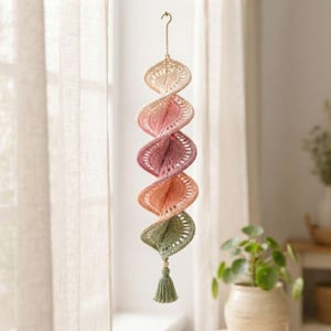 Crochet Wind Spinner Pattern PDF, Dimensional Pastel Petal Helix Hanging Decoration, Intermediate Tutorial, Instant Download Crochet Wind Spinner Pattern PDF, Pastel Petal Helix Hanging Decoration (Instant Download)