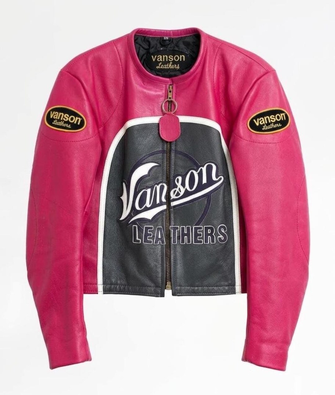 Vanson Performance Pink Motorbike Leather Jacket, Genuine Cowhide