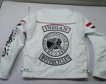 Leren jack Indian Motorcycles, echt rundleer met CE-goedgekeurde beschermers Biker Gear