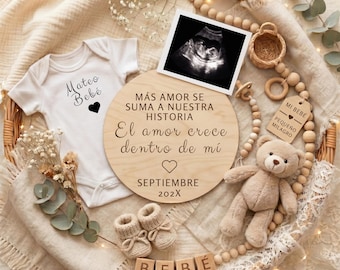 Spanish Pregnancy Announcement, Baby Reveal Social Media (Digital Download) Canva Template