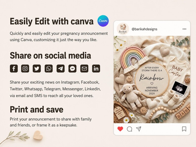 Rainbow Baby Pregnancy Announcement: Social Media Reveal (digital ...