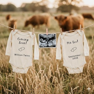 Editable Twin Pregnancy Announcement Highland Cow Field Baby Reveal Western Twins Social Media