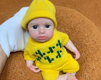 13 Inch Full Body Soft Silicone Reborn Baby Girl Doll, Open Mouth & Washable Realistic Newborn Doll