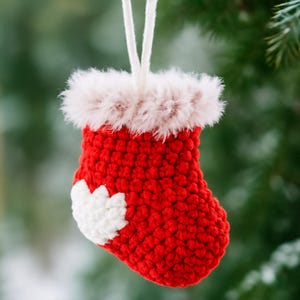 Festive Stocking Crochet Pattern PDF, Handmade Holiday Ornament Tutorial, Beginner Friendly Christmas Decor Project with Fur Trim Detail
