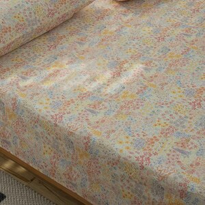 100% Tencel Cotton Flat Sheet/Top Sheet Floral Skin-Friendly Breathable Bed Top Sheet, 90"x98"(230cm*250cm) image 4