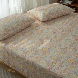 100% Tencel Cotton Flat Sheet/Top Sheet Floral Skin-Friendly Breathable Bed Top Sheet, 90"x98"(230cm*250cm) image 2