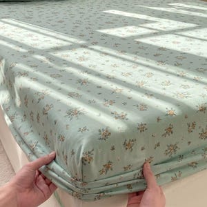 Drap-housse 100 % coton à motif floral toutes saisons, 1 place/double pour dortoir et maison