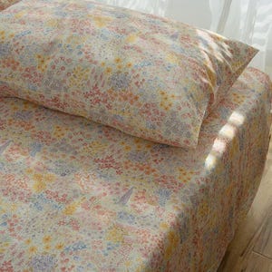 100% Tencel Cotton Flat Sheet/Top Sheet Floral Skin-Friendly Breathable Bed Top Sheet, 90"x98"(230cm*250cm) image 1