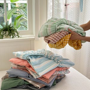 Coprimaterasso in 100% cotone con angoli, tinta unita, per tutte le stagioni, tinta unita/a quadretti, per letto singolo/matrimoniale, per dormitorio e casa