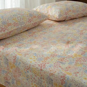 100% Tencel Cotton Flat Sheet/Top Sheet Floral Skin-Friendly Breathable Bed Top Sheet, 90"x98"(230cm*250cm) image 6