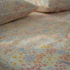 100% Tencel Cotton Flat Sheet/Top Sheet Floral Skin-Friendly Breathable Bed Top Sheet, 90"x98"(230cm*250cm) image 5