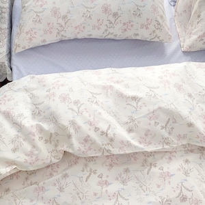 Floral 100% Cotton Duvet Cover Soft Breathable Rustic Floral Bedding Set Twin/Full/Queen