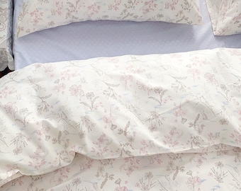 Floral 100% Cotton Duvet Cover Soft Breathable Rustic Floral Bedding Set Twin/Full/Queen