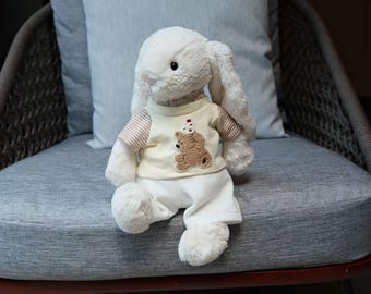 Jellycat Bashful Bunny Clothes,T-Shirt & White Pants Set,Handmade Stuffed Animal Outfit,Custom Plushie Apparel,,Mothers day Gifts