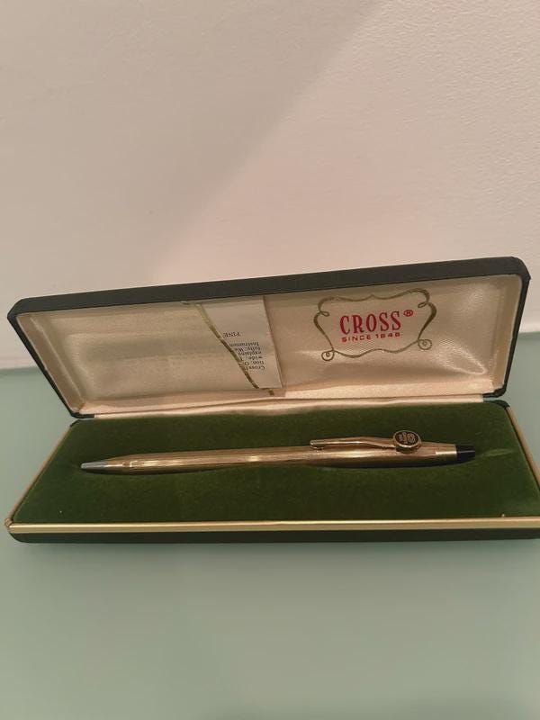 Stylo Plume Cross Or 14 Carats - Boîte étui Cuir Rouge - Occasion élégante