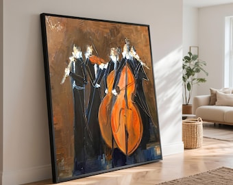 Orchestra Canvas Print, Abstract Musicians Wall Art, Ready to Hang