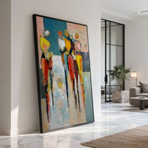 Abstract Figures Canvas, Modern Geometric Art, Colorful Wall Decor