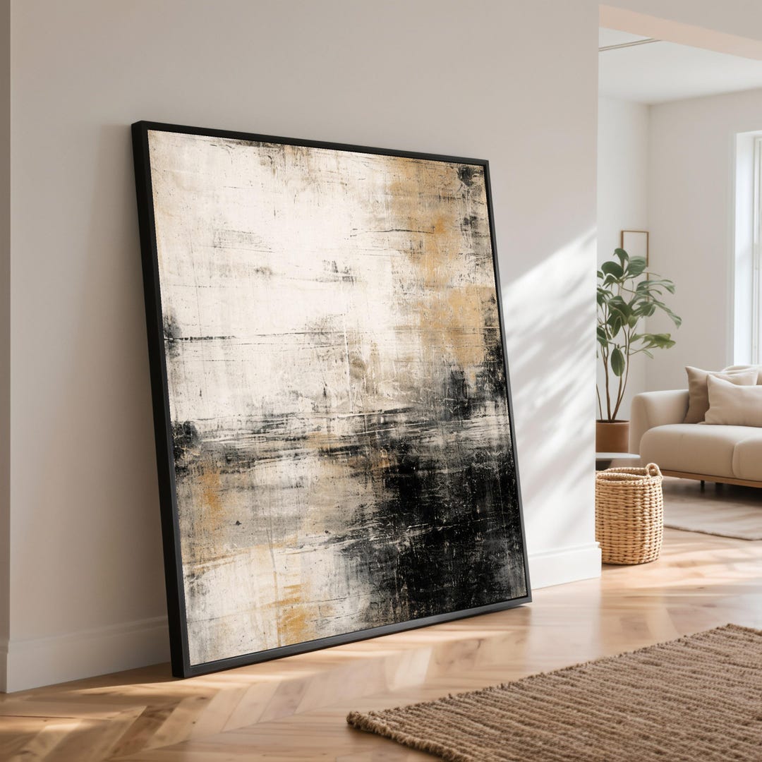 Neutral Tones Abstract Canvas Wall Art, Modern Minimalist Home Decor ...