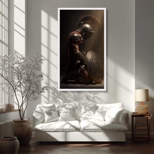 Spartan Warrior Canvas Print, Greek Armor, Historical Wall Art image 5