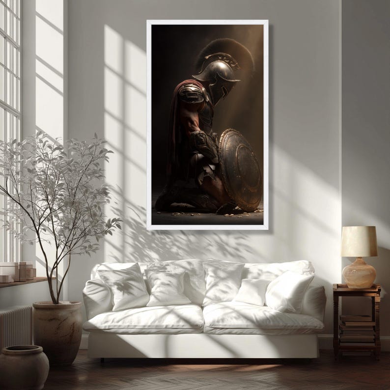 Spartan Warrior Canvas Print, Greek Armor, Historical Wall Art image 5