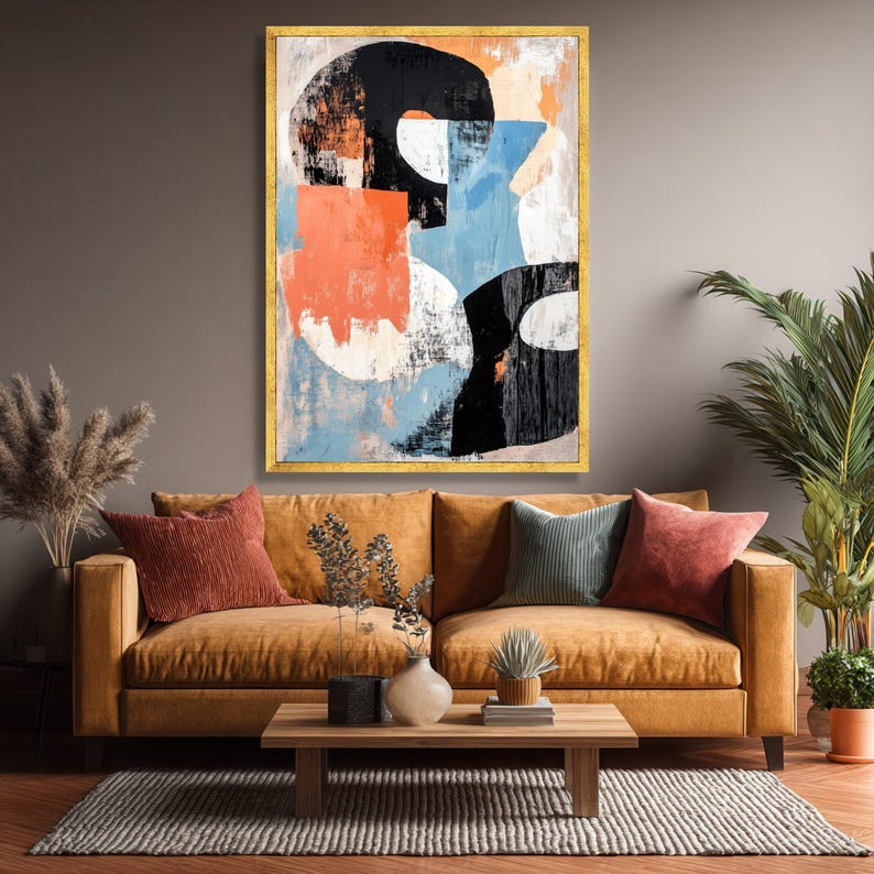 Very Abstract Shape Modern Abstract Shapes Canvas Art, Mid Century Home Decor - Etsy UK