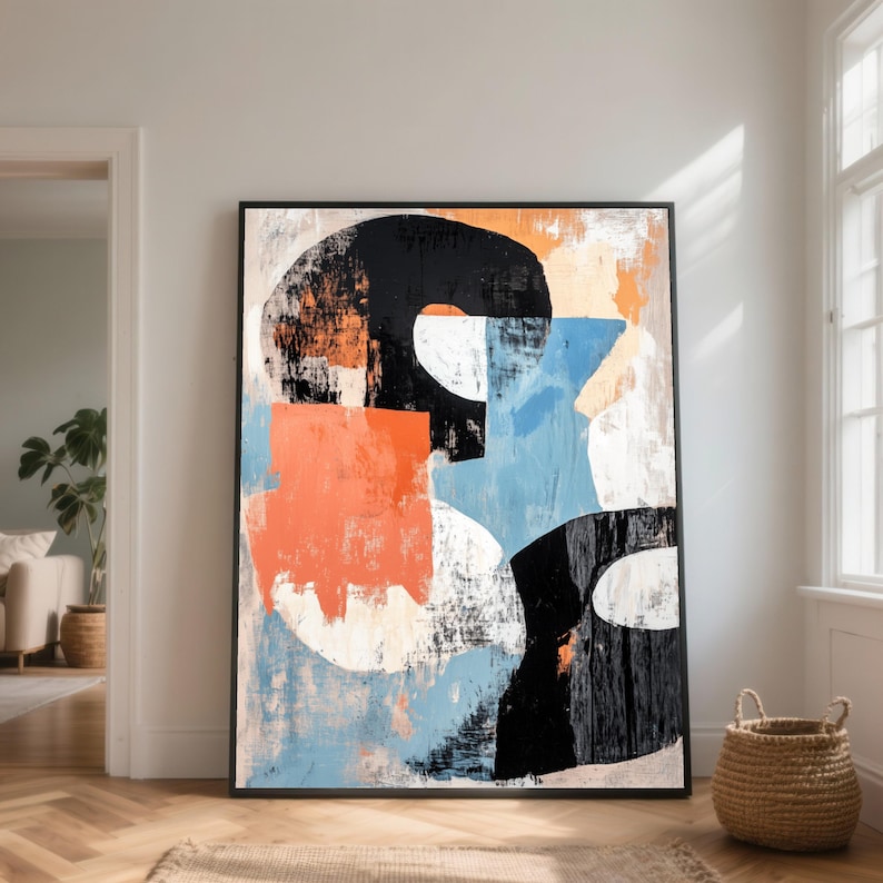 Very Abstract Shape Modern Abstract Shapes Canvas Art, Mid Century Home Decor - Etsy UK