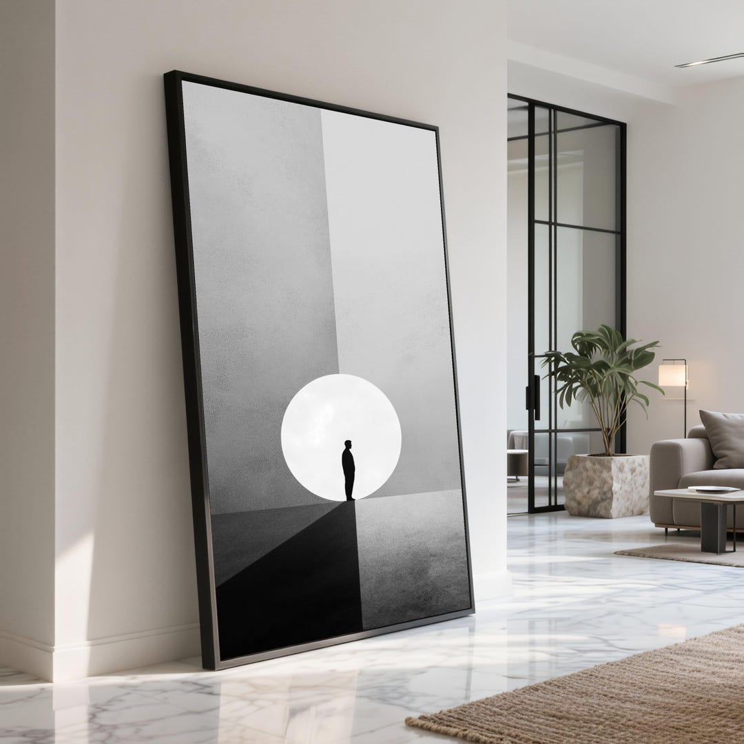 Minimalist Black and White Silhouette Canvas, Modern Abstract Wall Art ...