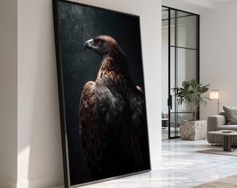 Arte en lienzo de águila real, retrato de vida silvestre, decoración natural