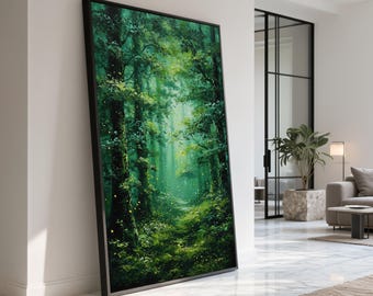 Impressão em tela "Floresta Encantada", Bosque Verde, Trilha Musgosa