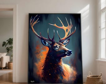 Majestic Stag Portrait Canvas, Rustic Wildlife Wall Art
