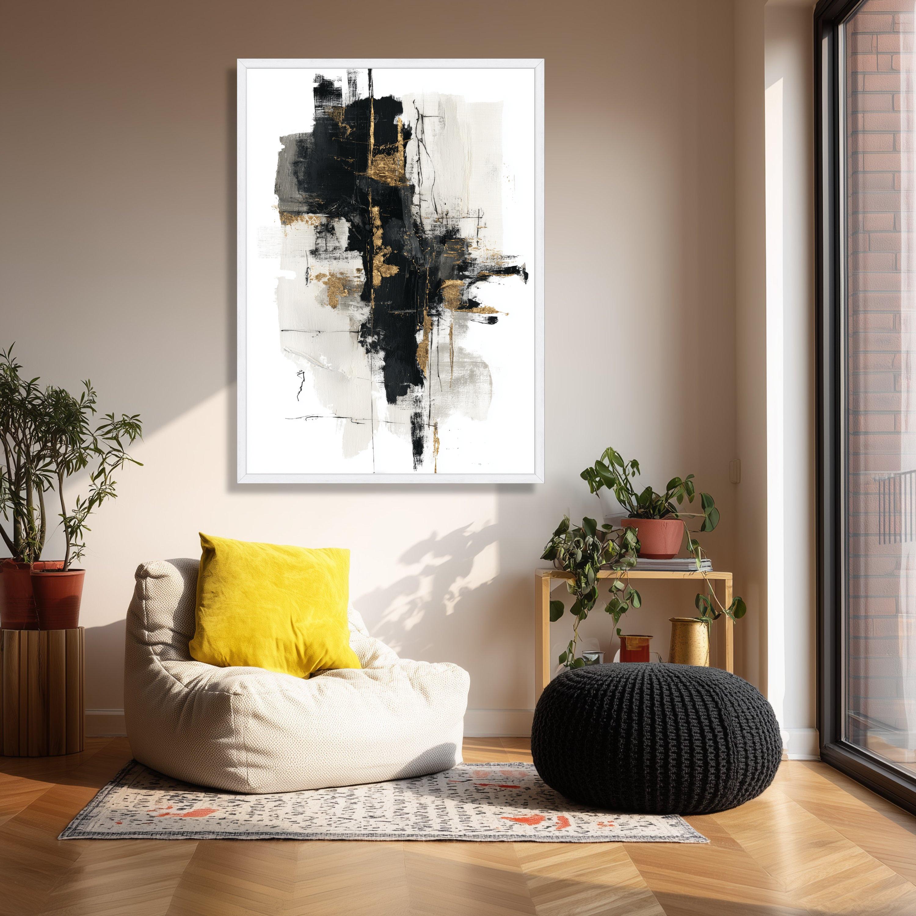 Black and Gold Abstract Canvas Art, Modern Home Decor - Etsy