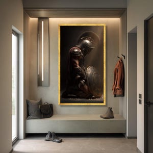 Spartan Warrior Canvas Print, Greek Armor, Historical Wall Art image 2
