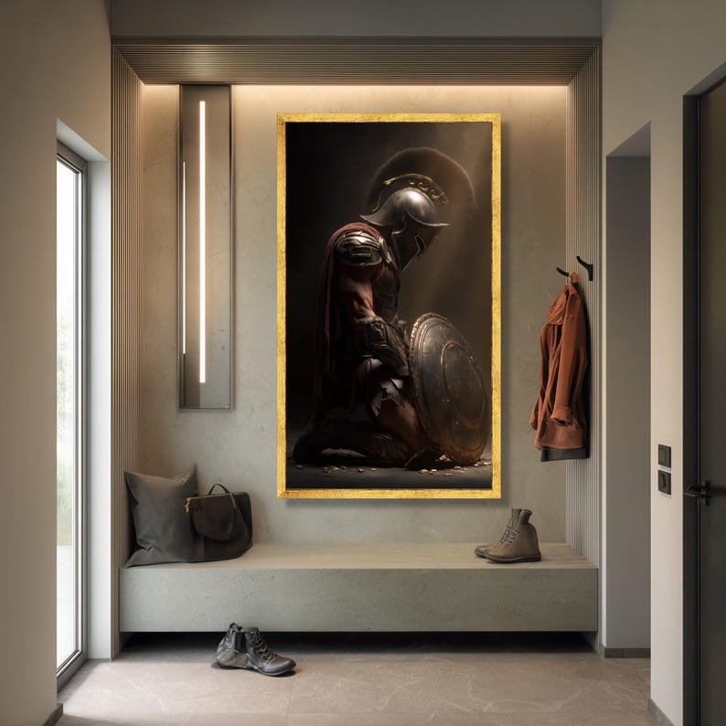 Spartan Warrior Canvas Print, Greek Armor, Historical Wall Art image 2