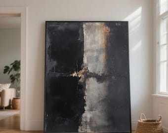 Black and Grey Abstract Canvas Art, Modern  Painting