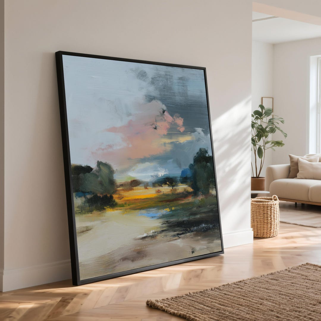 Tranquil Sunset Landscape Canvas Print, Abstract Nature Wall Art - Etsy