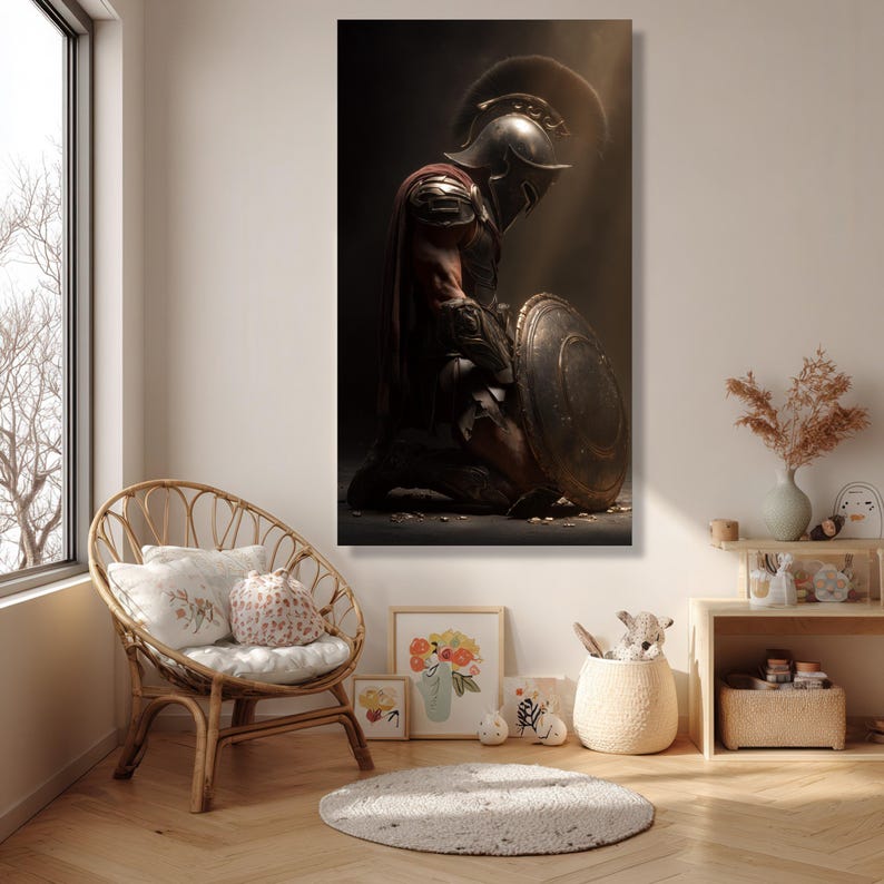 Spartan Warrior Canvas Print, Greek Armor, Historical Wall Art image 6