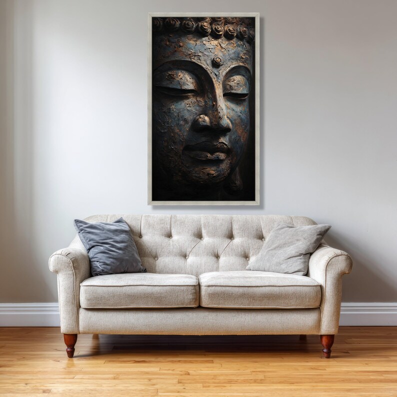 Tranquil Buddha Face Canvas, Zen Meditation Wall Art, Sacred Spiritual ...